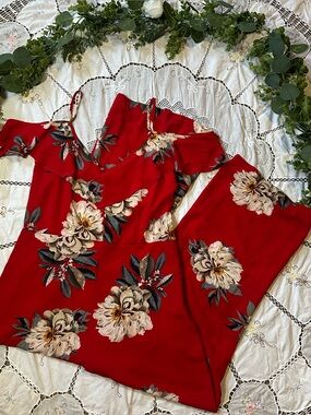 Elli White red floral jumpsuit